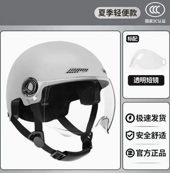 Motorcycle Open Face Helmet with Visor, Safety Scooter Helmet for Electric Bike & Cycling