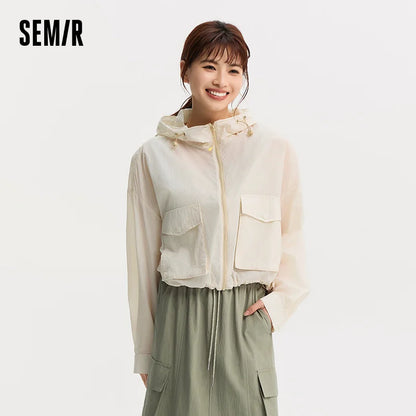 Semir Jacket Women Cropped Oversize 2025 New Summer Hooded Sun Protection Textured Coat for Outdoor Activities
