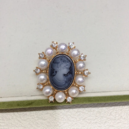 SHMIK Vintage Palace Style Relief Beauty Pendant Crystal Badges Brooch For Women Elegant Retro Middle Design Pin Jewelry