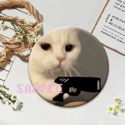 Cute Cats Meme Button Pins Funny Creative Animal Brooches Round Exquisite Tinplate Badge for Backpack Jewelry Accessories Gifts