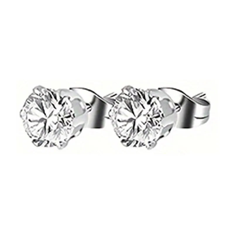 21 pairs of men's stainless steel earrings, circular CZ earrings, hypoallergenic earrings, unisex perforated earrings