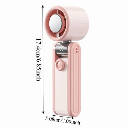 Foldable Design Portable Handheld Fan Portable Digital Display USB Rechargeable Fan Multi-Speed High Speed Turbo