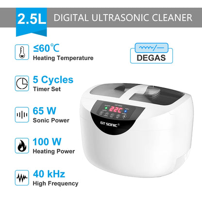 GTSONIC VGT-6250 Digital Ultrasonic Cleaner 2500ML for Fruits Vegetables Home Kitchen Ultrasonic Baths