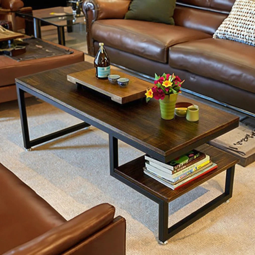 Leisure Wrought Iron Coffee Table Industrial-Style Side Table for Home Use