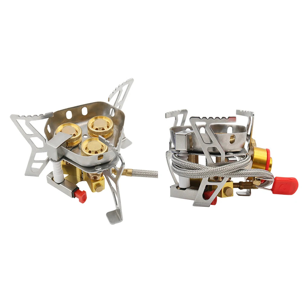12800W High Power Outdoor Stove 3-Core Gases Burner Windproof Camping Stove with Adjustable Valve for Hiking Picnic Cooking