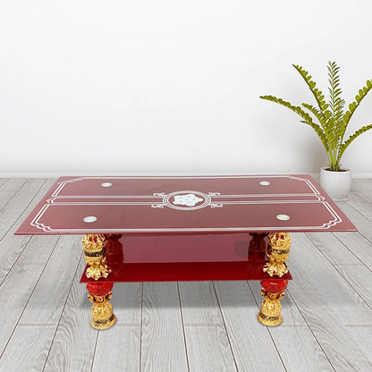 Living room mirror furniture glass top hollow center coffee table