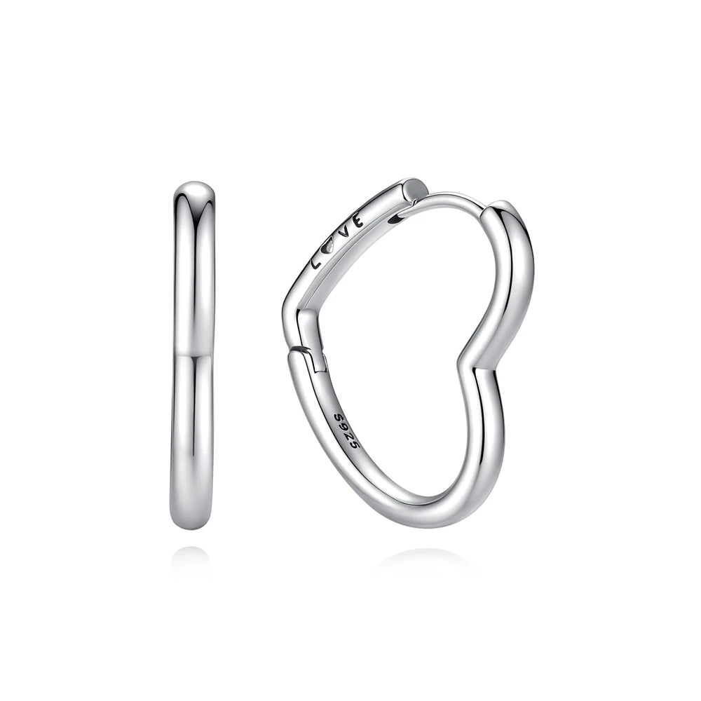New 2026 Original 925 Sterling Silver Earrings For Women Piercing Hoop Love Heart Earings Rose Gold Wedding Gift Luxury Jewelry