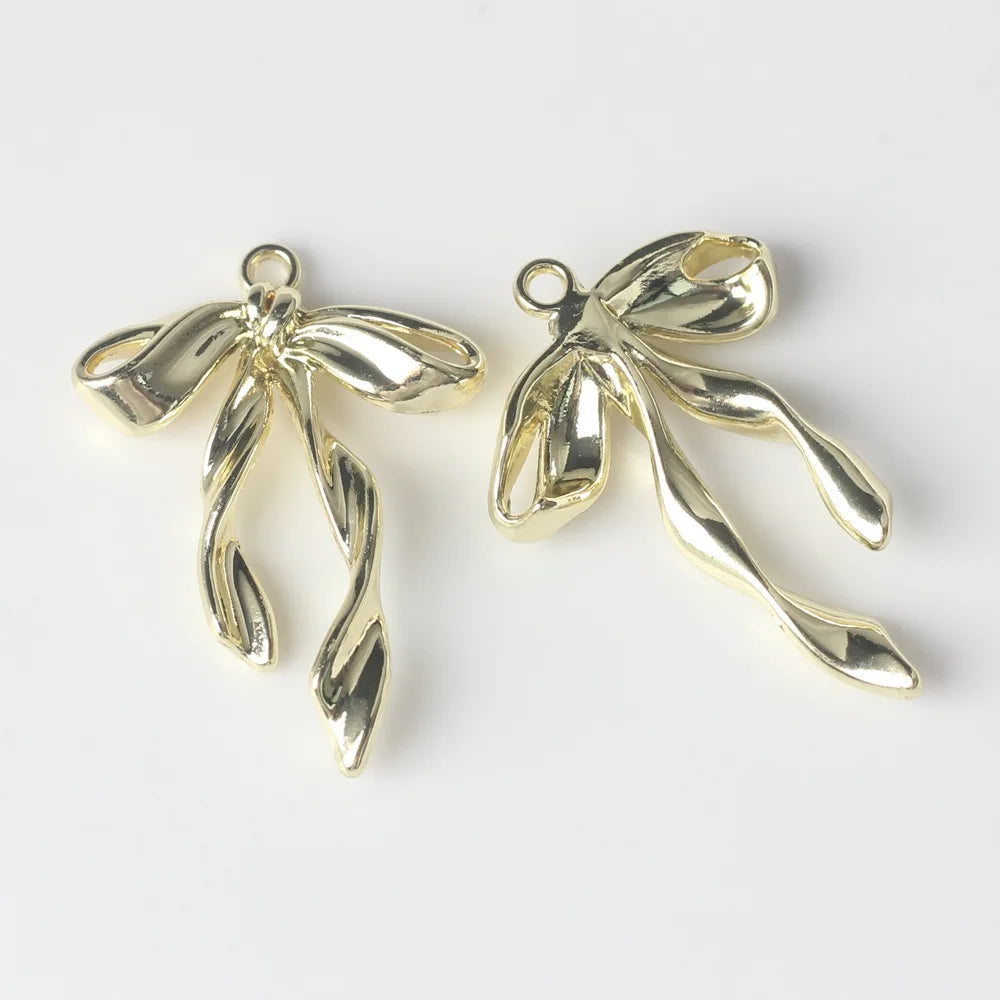 10pcs/lot 16*17MM Zinc Alloy Spray Painted Ribbon Bow Pendant Charms for Necklace Bracelet Jewelry Diy Accessories