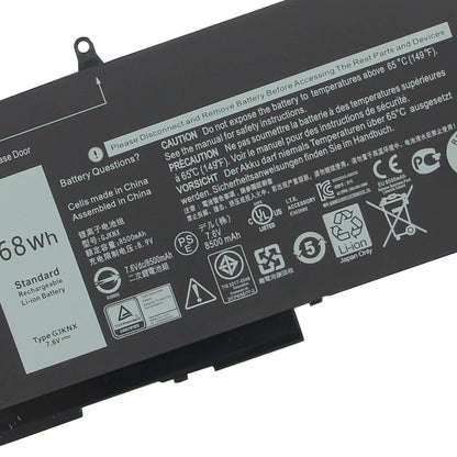 Replacement Battery For DELL Latitude 15 5591 5280 5290 5480 5490 5580 5590 3520 3530 M3520 M3530 P27S GJKNX Batteries 68Wh