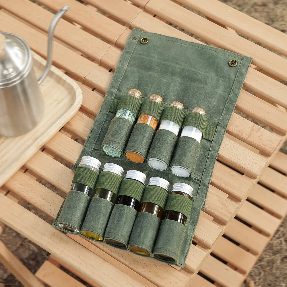 Outdoor Camping Spice Bottle Bag Set Portable Camping Picnic Seasoning Bottle Storage Bag Condiment Jar Seasoning Bottle Holder