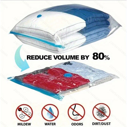 2/3/7 Pcs Vacuum Storage Bags for Clothes/Duvets, Heavy Duty with Hand Pump, Space Saver, Airtight, Reusable, Travel, Packing Cu