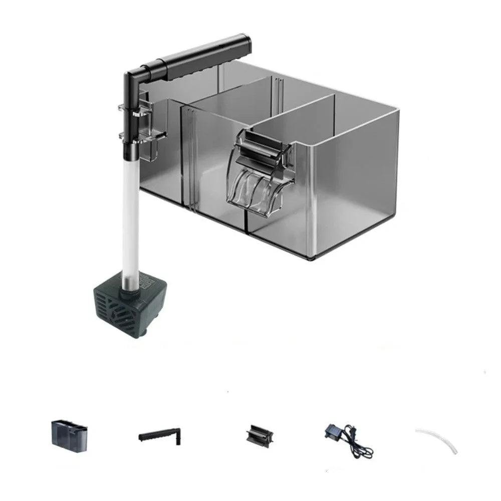 Wall Mounted Fish Tank Filter Box Silent Operation Detachable Waterfall Filter 3-in-1 Drip Flow Top Mounted Filter