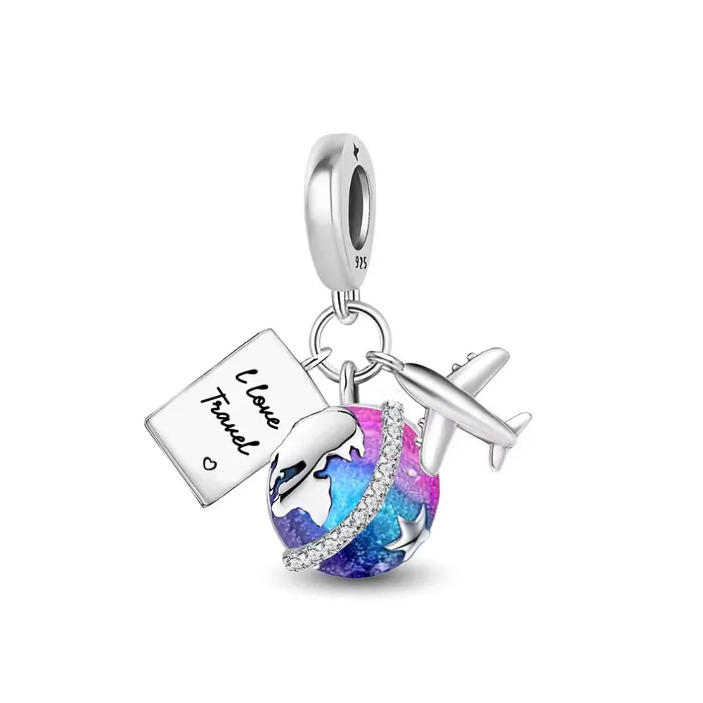 Blue Ocean Turtle Octopus Ship Talisman 925 Silver Beads, Suitable for Original Bracelets DIY Jewelry Women's Accessories Gifts