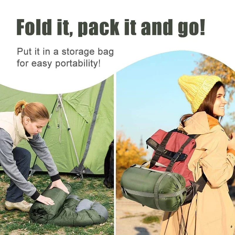 Portable Camping Sleeping Bag Ultralight 0.75kg Envelope Waterproof 170T Polyester Hollow Cotton Warm Outdoor Hiking Backpacking