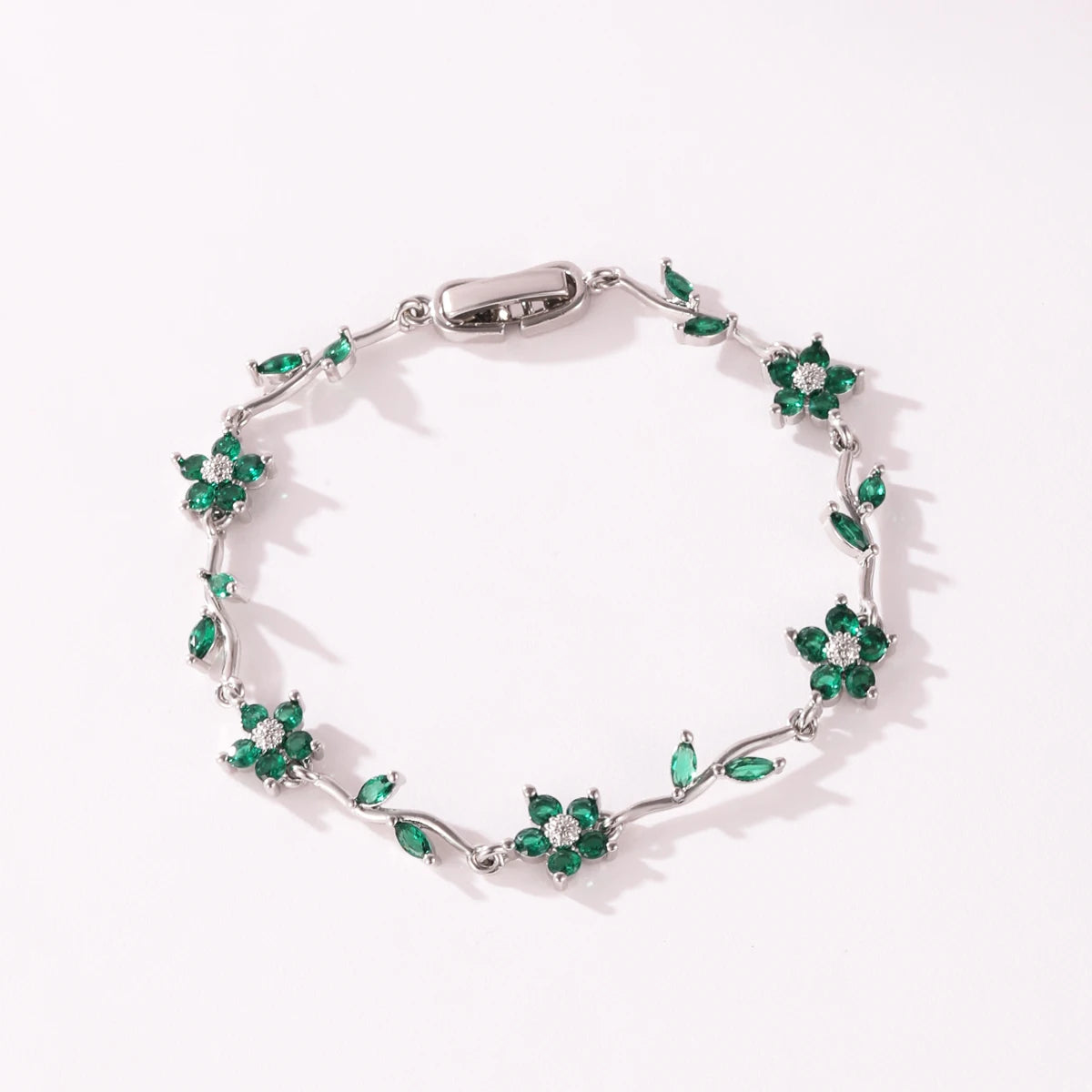 Elegant Multiple Color Flower Charm Zircon Branch Leaf Bracelet Dopamine Niche Sense 18K Gold Plated Women's Bangle Gifts
