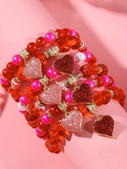 1 set of new Valentine's Day love soft ceramic layered bracelet set suitable for gift giving and daily wear