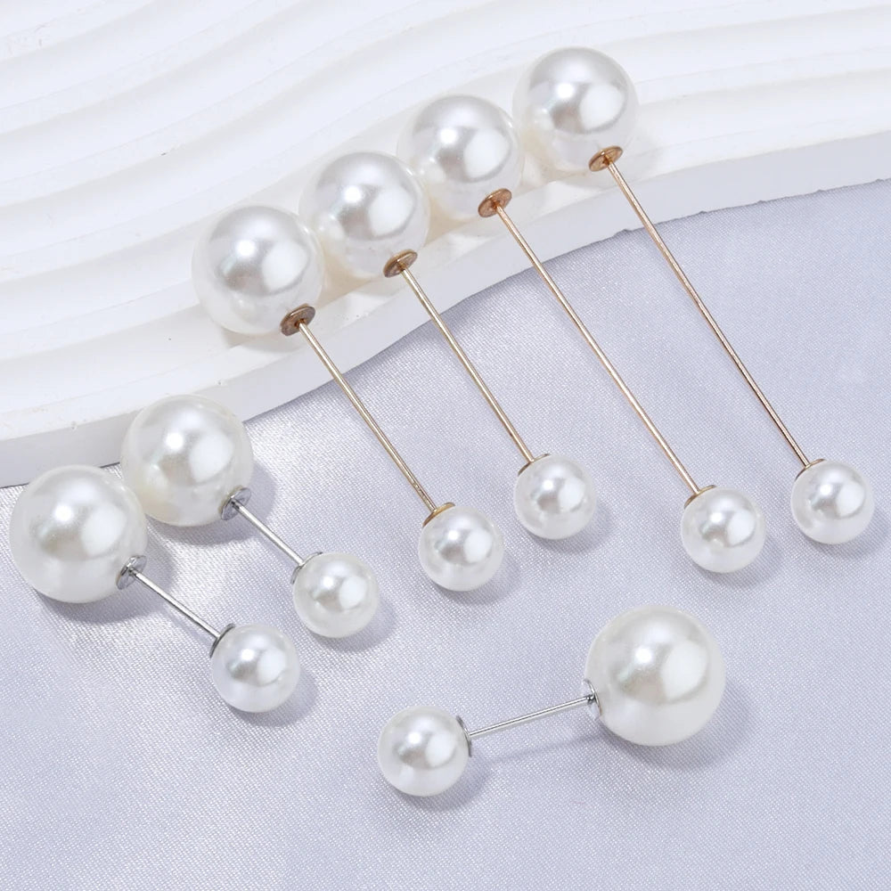 10pcs Imitation Pearl Brooch Pins 38/54/73mm Beige Double Pearl Safety Pins For Jewelry Making Party DIY Clothing Accessories