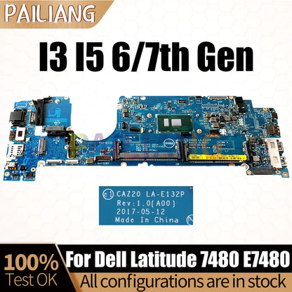 LA-E132P For Dell Latitude 7480 E7480 Laptop Motherboard 0CJWHX 0MP2YX 0R0YRF 0VTFRD 0YF9VM I3 I5 6/7th Notebook Mainboard