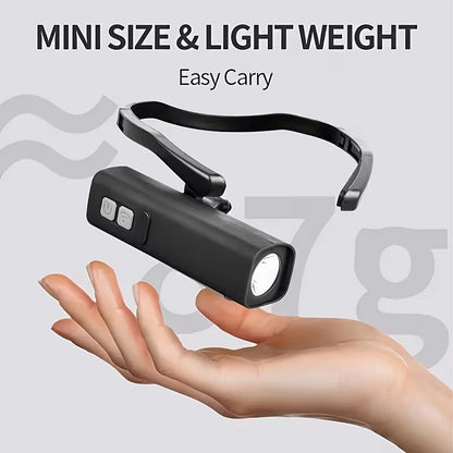 Side-mounted, ear-hook style headlamp with motion sensor; portable lightweight—ideal for outdoor night activities emergencies