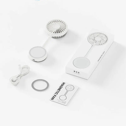 Portable Folding Fan With Magnetic Attachment For Desk Use, Mobile Gaming, Facial Cooling, And Heat Dissipation.