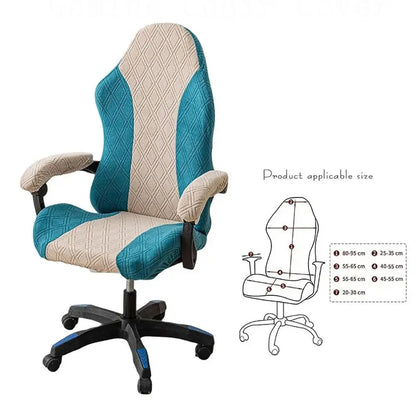 Office Computer Chair Cover Spliced Color Patchwork Elastic Fleece Jacquard Stretch Gaming Chair Cover With Armrest Cover