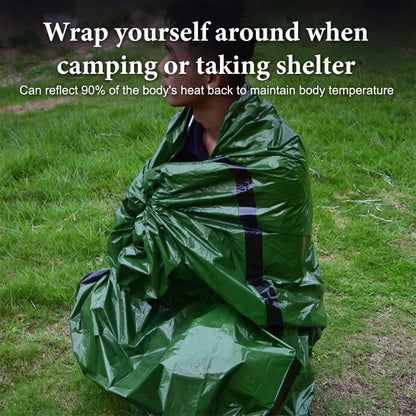 Sack for Camping, Hiking, Outdoor Adventures; Waterproof Mylar Sleeping Bag; Reusable Thermal Emergency Survival Gear.