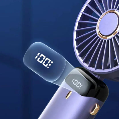 Portable Handheld Mini Fan Digital Battery Display Low Noise Strong Wind Rechargeable Foldable Cooling Fan For Travel Outdoor