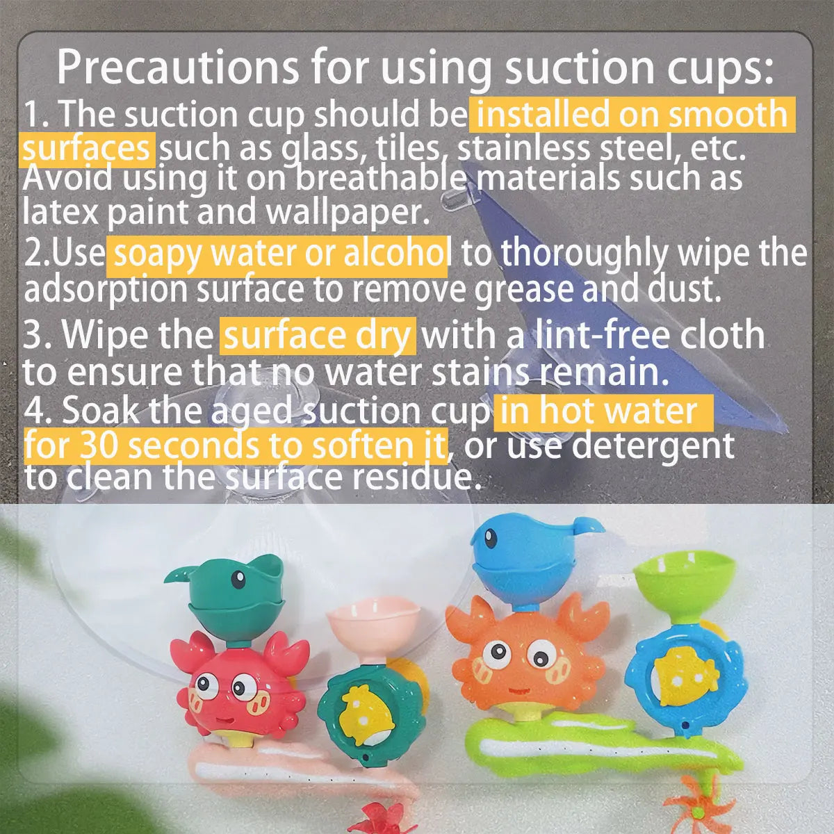 Water Bath Toy Baby Play in Crab Waterwheel Children Flower Water Gun Fun in Shower Bathtub with Suction Cup in Wall Kid Gift