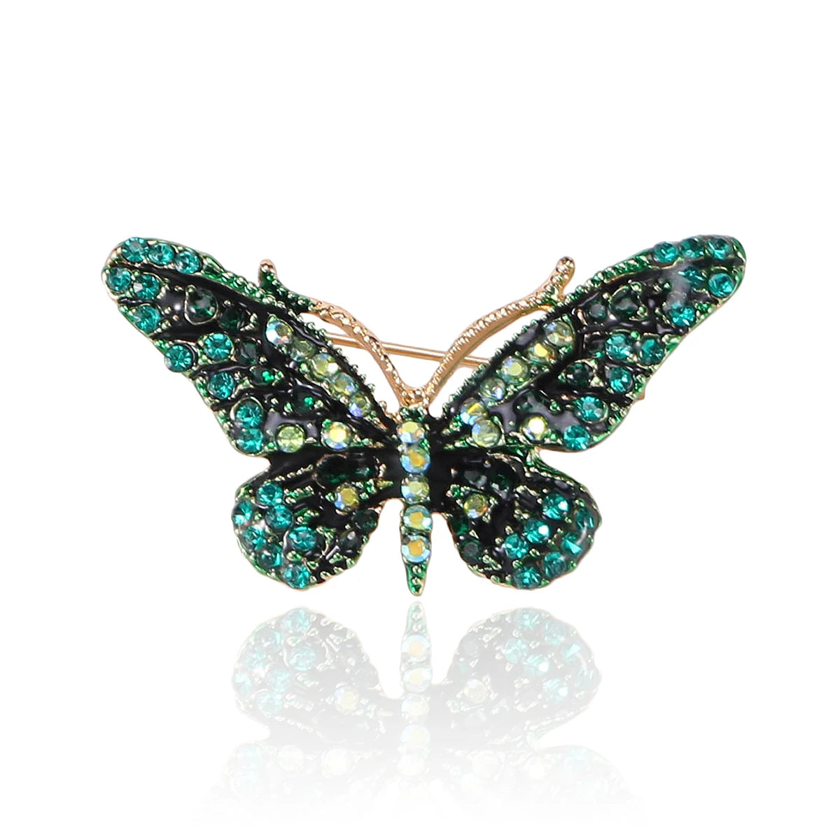 Beaut&Berry Trendy Shiny Rhinestone Butterfly Brooches for Women Unisex Insect Pins Casual Party Accessories New Gifts Friends