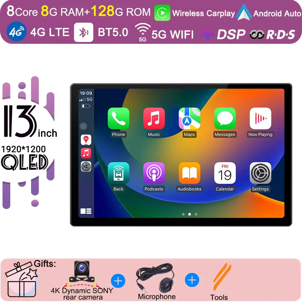 13 inch Android 15 Carplay Auto Car Radio For Ford Transit Custom 2013-2018 Multimedia Video Player Navigation Stereo GPS Audio