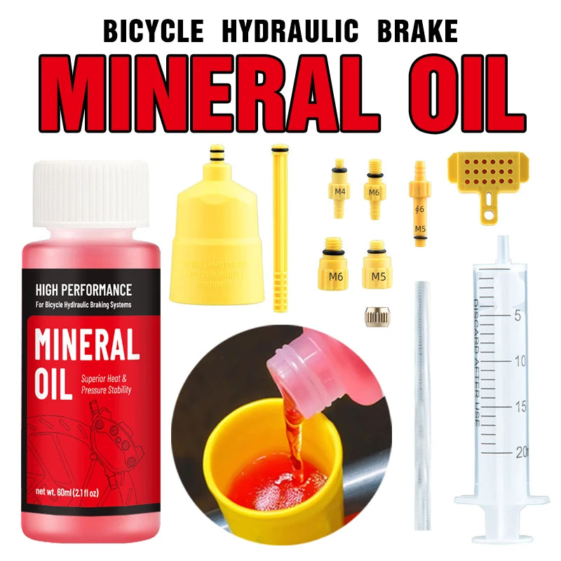 Bike Brake Mineral Oil 60ml/2.1oz Ideal for Shimano and Tektro Hydraulic Brake Systems Mountain Bike Accessories