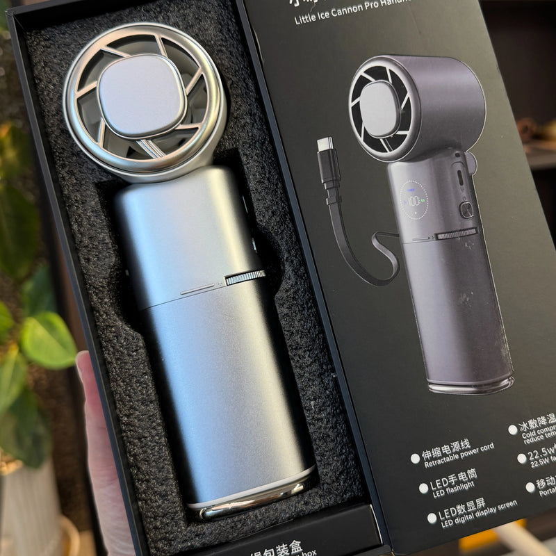 Portable Handheld Fan, 9000mAh Rechargeable Travel Fan as Power Bank, 100 Speed Personal Hand Face Fan with Retractable Wire