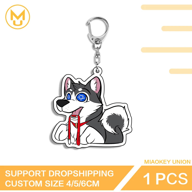 Furry Wolf Fashionable Eye Catching Lively Edgy Acrylic Keyring Charming Adorable Exquisite Anime Jewelry Accessories Gifts