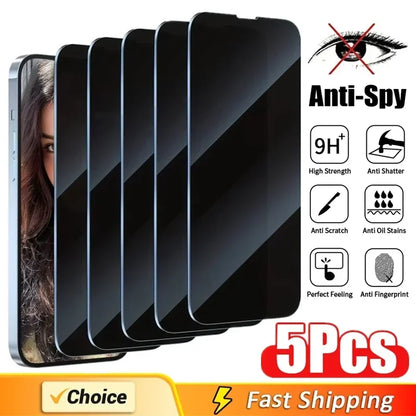 5er-Packung Sichtschutzfolien für iPhone 16, 11, 12, 13, 14 Pro Max, Mini (8K-Spiegelschutzglas) für iPhone 15, 17 Pro, XR, XS Max