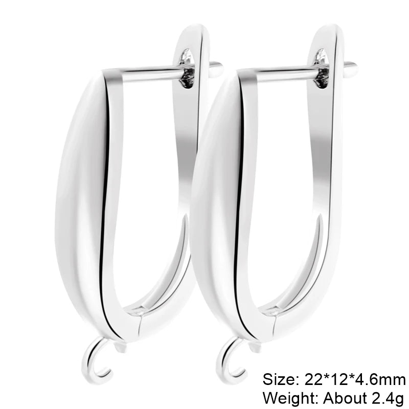 Juya 18K Gold Silver Plated Fastener Bales Fixture Earring Hook Locks For DIY Women Fashion Crystal Agate Charms Earrings Making
