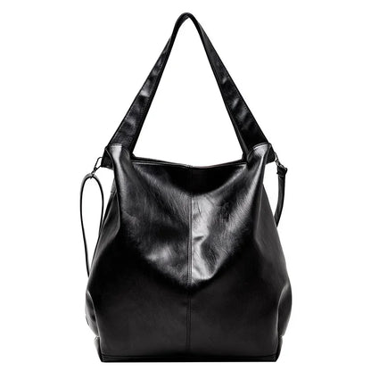 Big Black Shoulder Bags for Women Large Hobo Shopper Bag Solid Color Quality Soft Leather Crossbody Handbag Lady Travel Tote Bag
