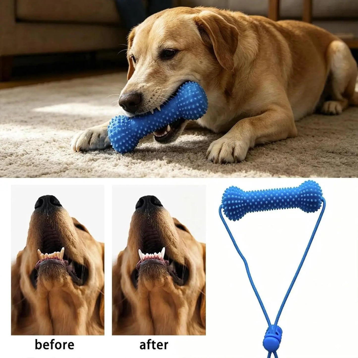 1/2PCS Pets Dog Chew Toys with Rope – Teeth Cleaning & Gum Massage, Durable TPR Dental Stick for Training & Play Pet Dental Care
