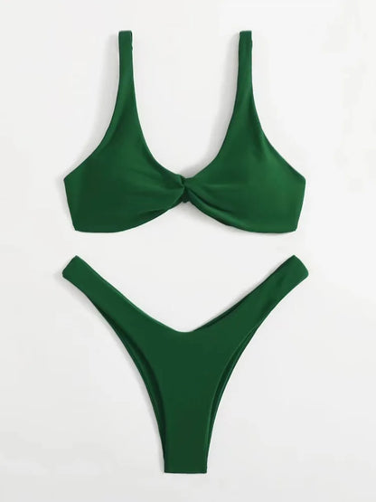 Simple Solid Bathing Suit Women Sexy Triangle Bandage Micro Bikini Swimsuit 2025 New Summer Beach Bathing Suit Two Piece Female