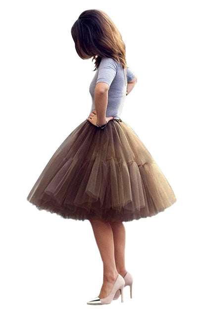 Fashion Red Multi-Layers Tulle Skirts Women Elastic Waist Puffy Knee Length Tutu Petticoat Lolita Cosplay Underskirt Jupons