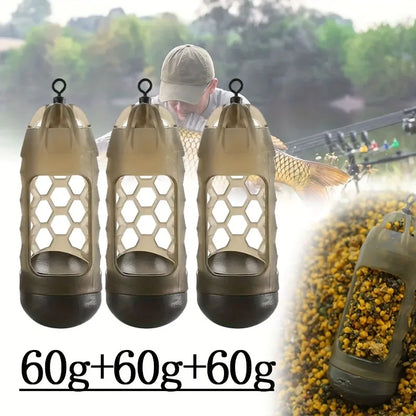 2/3pc Carp Fishing Feeder with Weight | Light Brown High-Density Polymer Bait Holder for Efficient Distribution & Easy Loading