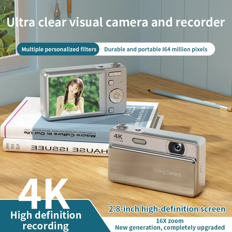 Lenovo 64MP 4K Digital Camera with 16X Zoom Autofocus Vlogging Camera for Students YouTube Video Portable Travel WiFi