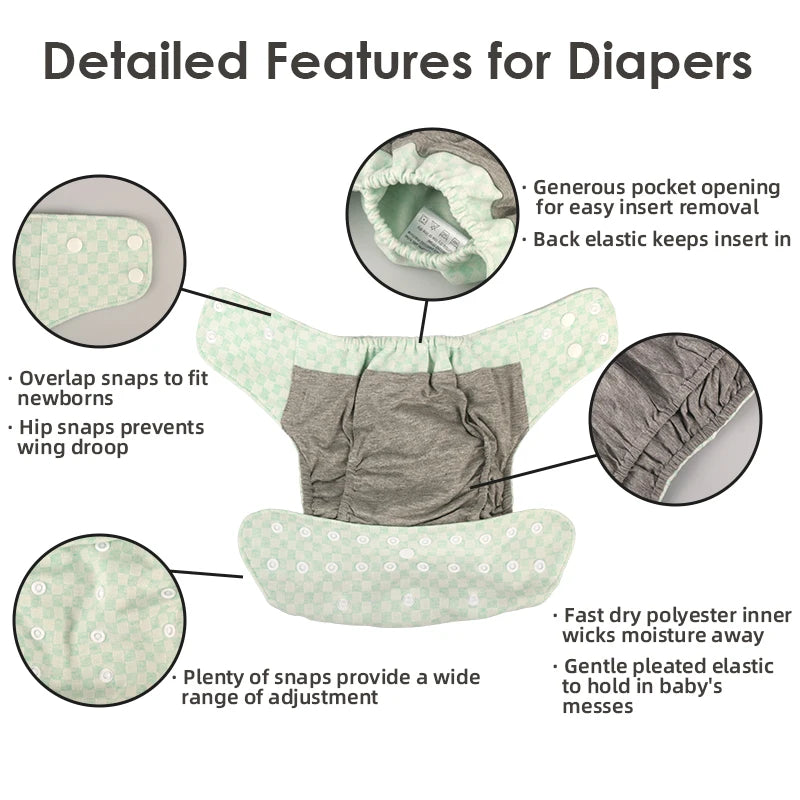 Reusable diapers pants for 0-3 years baby washable nappies ecological diapers organic cotton size adjustable soft 1 piece