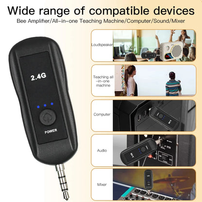 2.4G Head-mounted Wireless Lavalier Microphone Set Transmitter with Receiver for Amplifier Voice Speaker Teaching Tour Guide