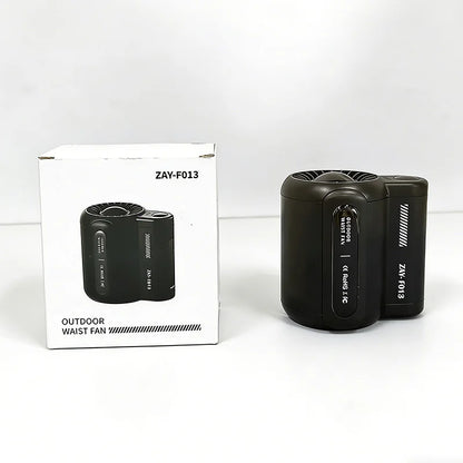 Portable waist-mounted electric fan, mini suspended five-speed fan with battery, for personal cooling outdoors and indoors