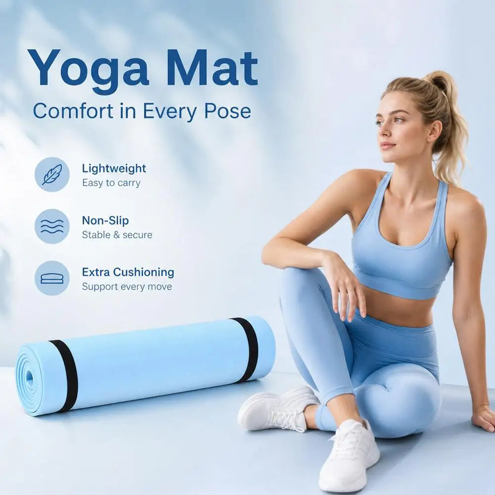 6mm Yoga Mat Non Slip Outdoor Lightweight Portable Fitness Exercise Pad Extra Thick Cushion Workout Mat For Travel Pilates