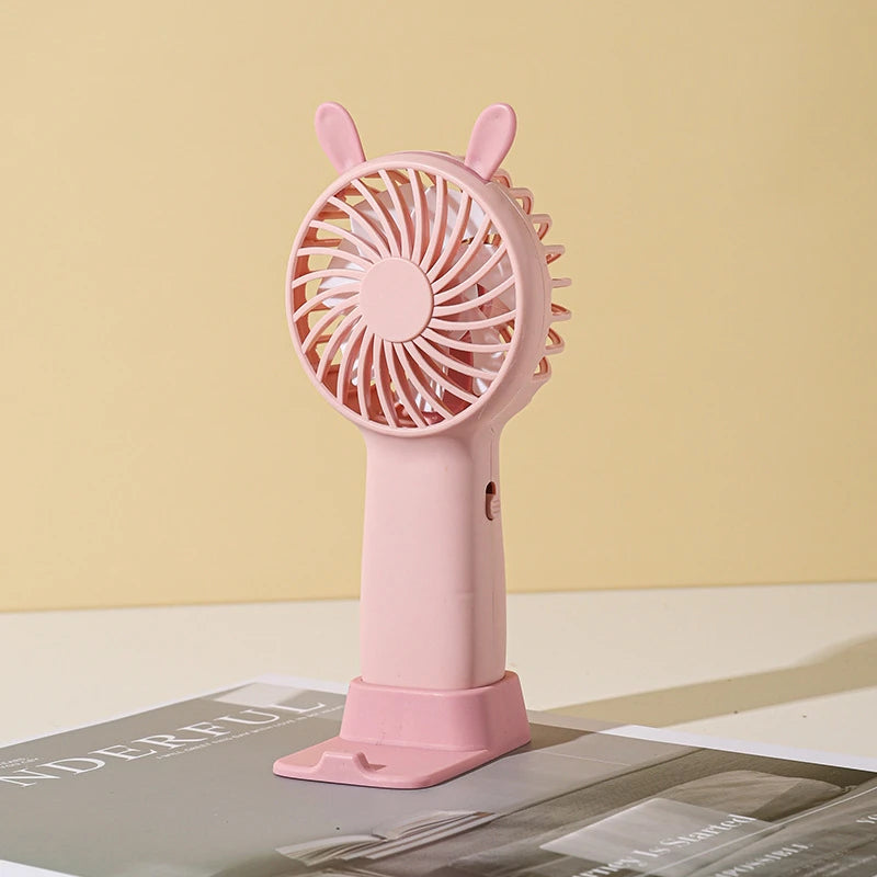 Portable Handheld Fan USB Rechargeable Silent Cooling Fan 3 Speed Adjustable Lightweight Mini Fan for Travel Office Home