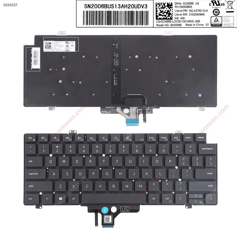 US Laptop Keyboard for Dell Latitude 7410 7420 5420 Black with Backlit