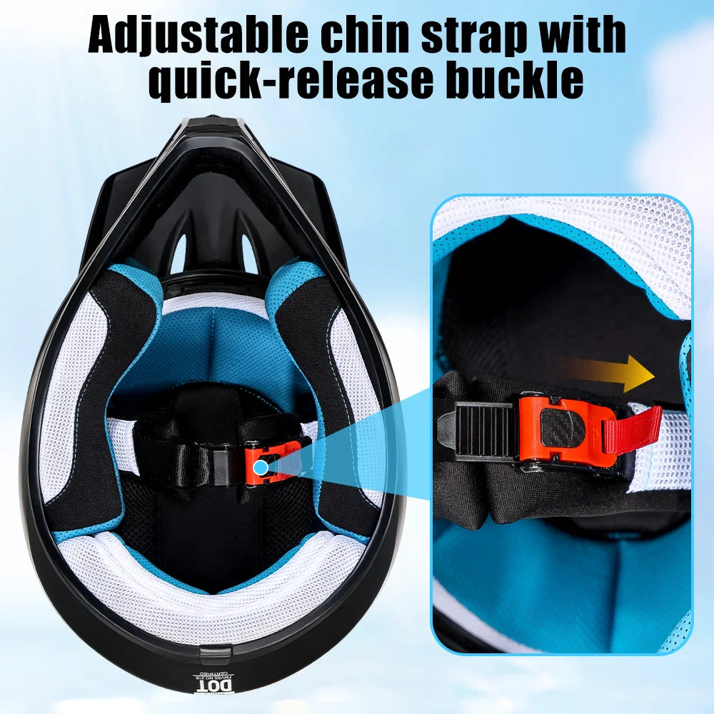 Kids Motocross Helmet with Motocross Goggles and Gloves Child Motorcycle Off-Road Helmets for Dirt Bikes ATVs Quads