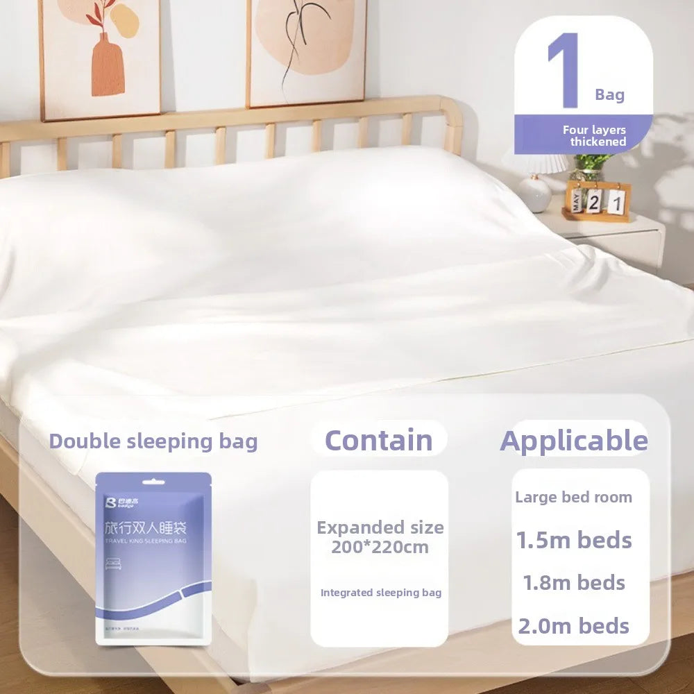 Travel disposable sleeping bag adult single and double Portable dirt proof bed sheet duvet cover pillowcase hotel all-in-one