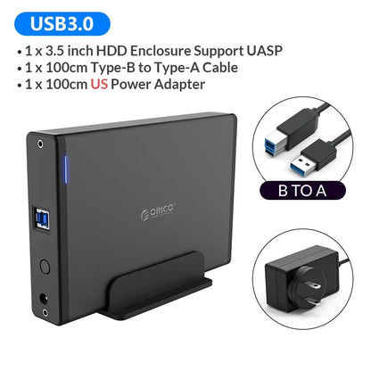 ORICO 3.5 inch HDD Case Type-C & USB3.0  Hard Drive Enclosure SATA  to USB 3.1 External Hard Drive Reader for 2.5/3.5'' HDD
